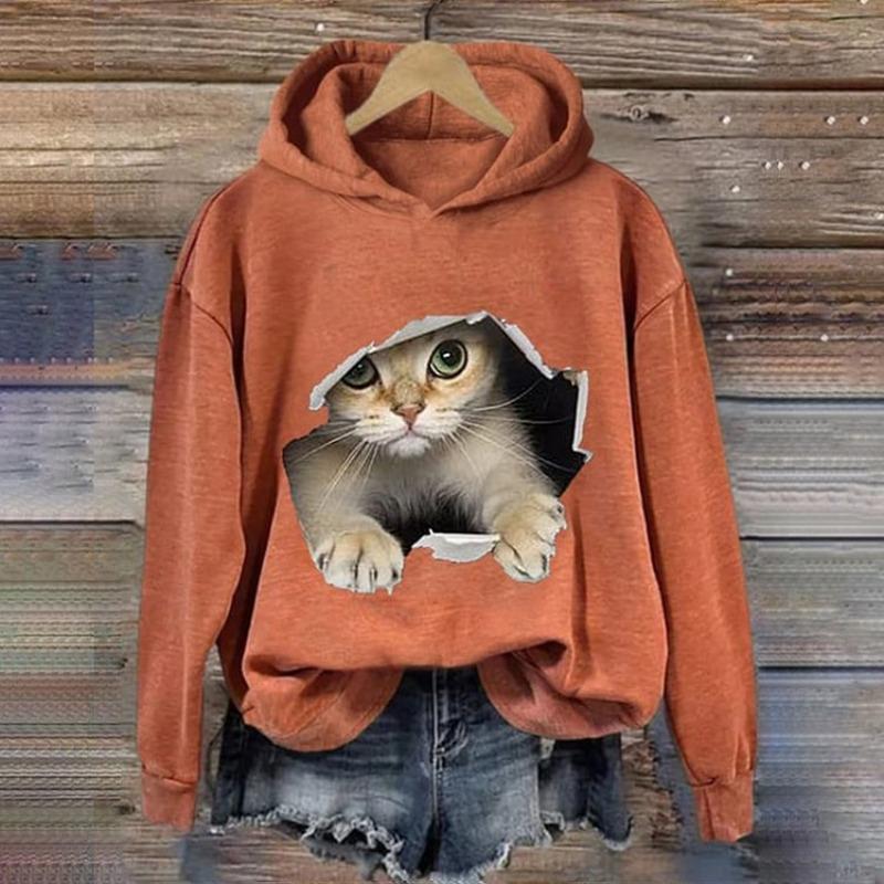 2024 New Women's Hoodie Colour Animal 3d Harajuku Printing Round Neck Tops Sweatshirt Spring/Autumn Fashions Clothing Casual
