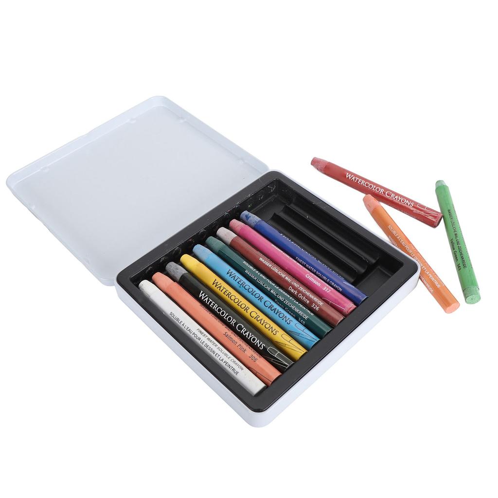 Kunst Akvarellkrittsett Bærbart Profesjonelt Silkeaktig Akvarellkrittstifter for Papirer 12 Farger