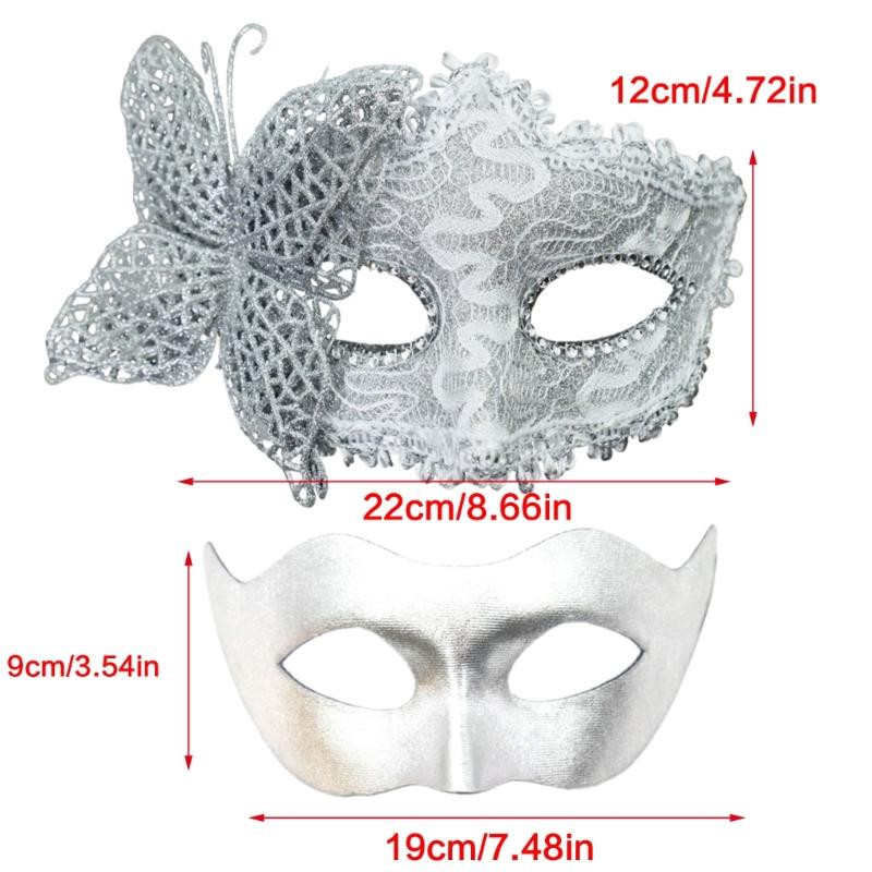 Paar-Maskenballmasken für Damen und Herren, Halloween-Halbgesichtsmasken, Augenmasken für Maskenball, Halloween, Hochzeit, Abschlussball
