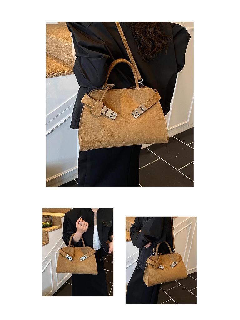 Women's Large Capacity Suede Crossbody Bag - 2025 New Autumn/Winter High-End Commuter Platinum Tote