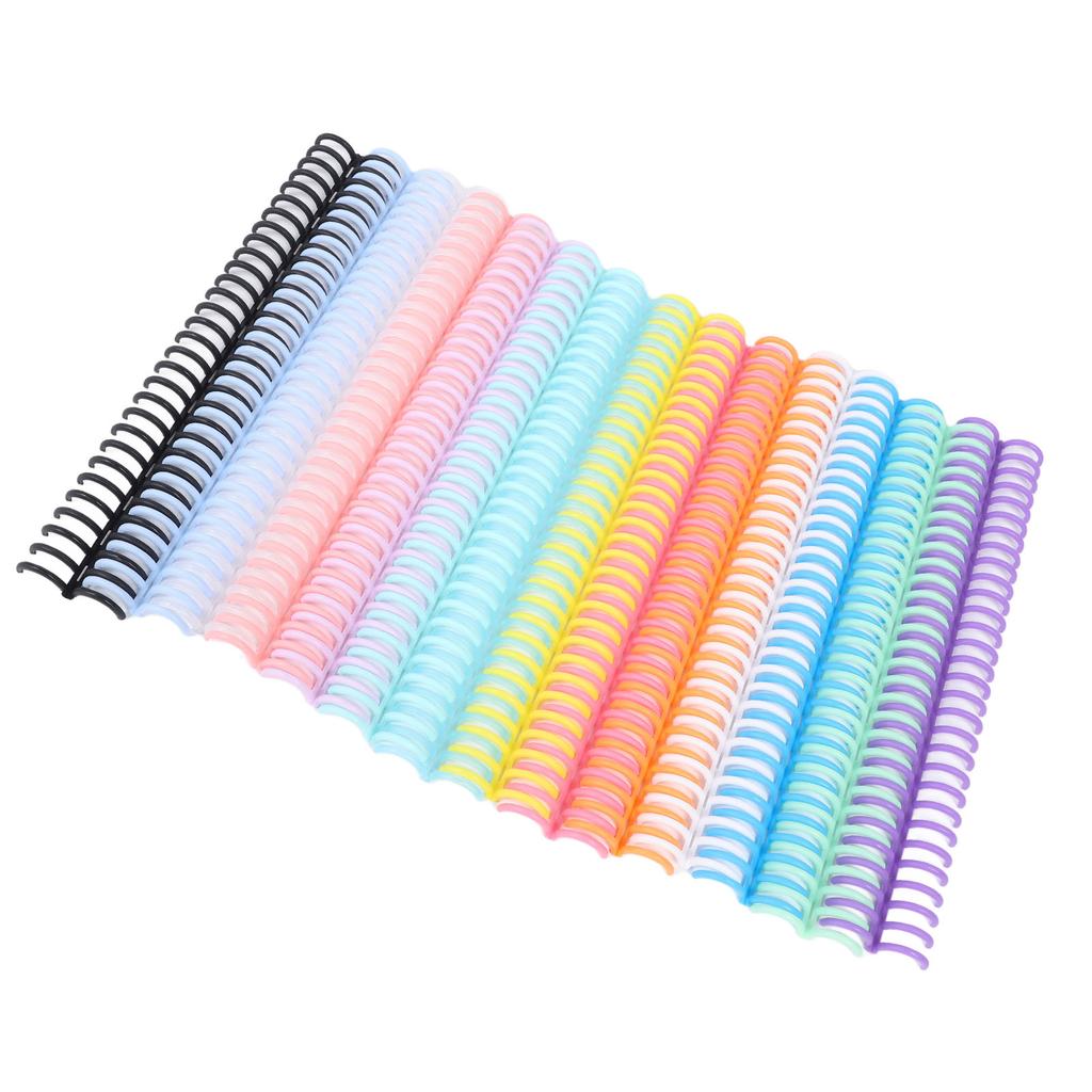 14Pcs 14 Colors Comb Binding Spines 150 Sheet Capacity 19mm X 30 Ring PP Plastic Binder Combs for