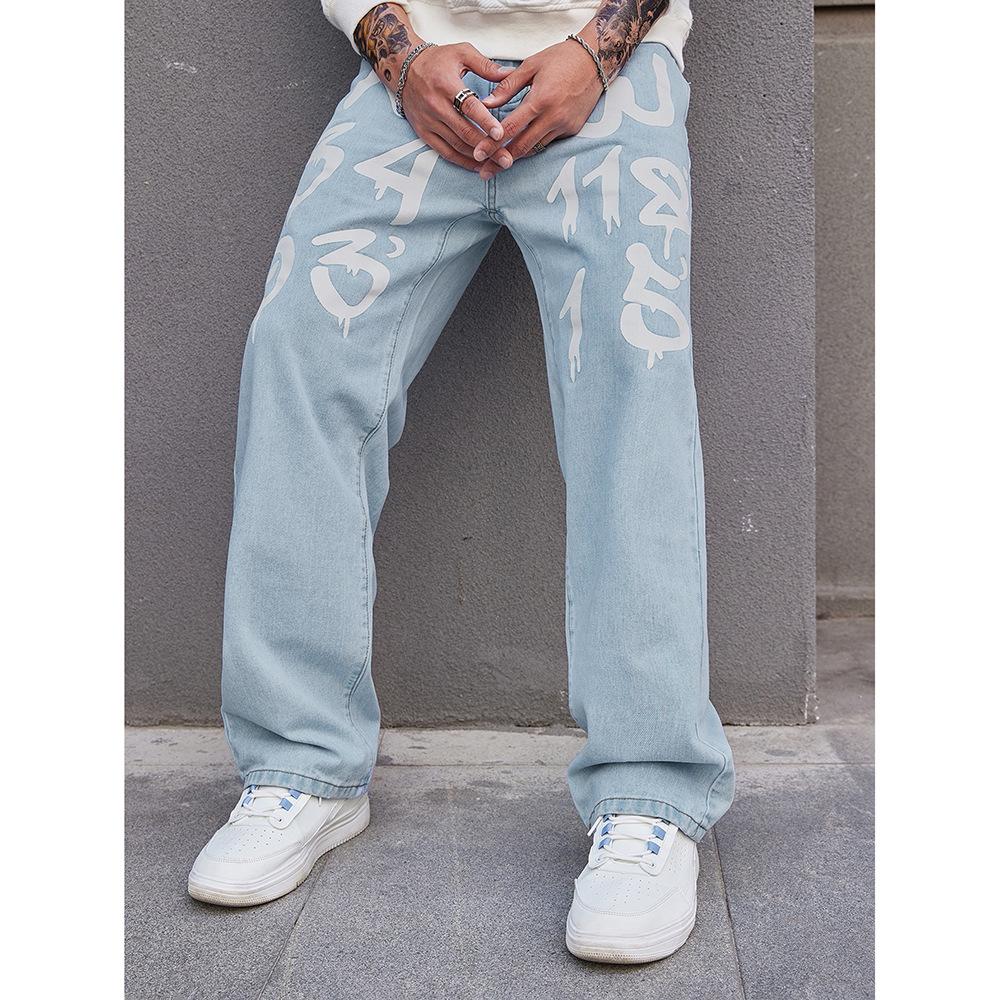 Retro Jeans Herren Frühling und Herbst Neue Trendmarke Locker Gerade Vielseitige Lange Hosen
