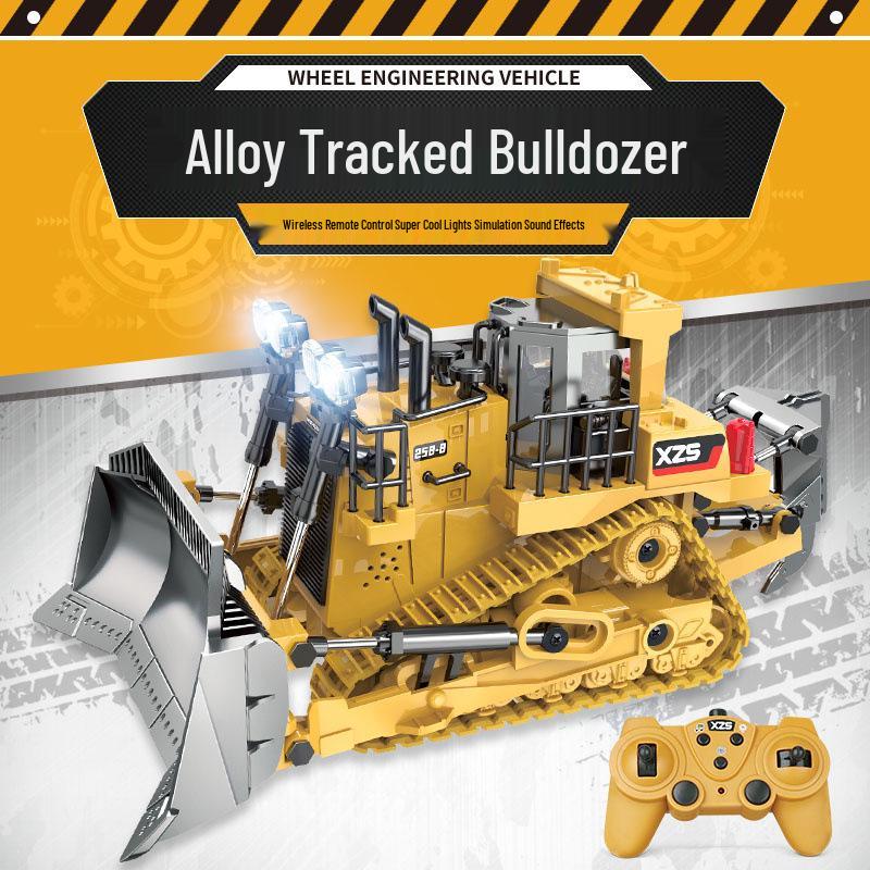 2.4G Nine-Channel Remote-Control Tracked Bulldozer 1:24 Alloy Engineering Toy Model