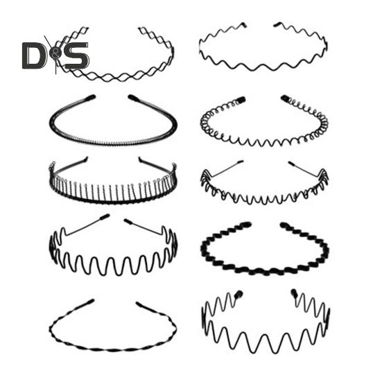 

5/8/10 шт. черные металлические повязки на голову унисекс весенние волнистые повязки на голову нескользящие спортивные обручи для волос для мужчин и женщин фитнес повседневная одежда 10pcs