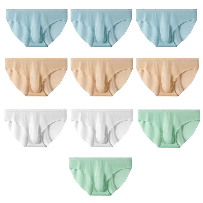 10 ks/lot Pánské spodní prádlo Ledové hedvábí Letní slipy Průhledné Sexy Trendy Prodyšné spodní prádlo Ultratenké Bezešvé kalhotky