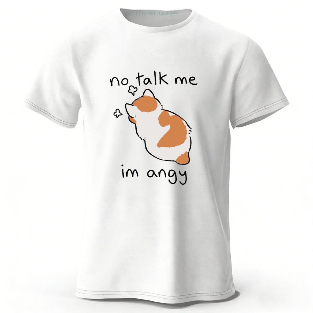 Angry and Proud Cat Cotton Short Sleeves Men's Summer Street Oversized Top Loose Fashion Casual T-shirt