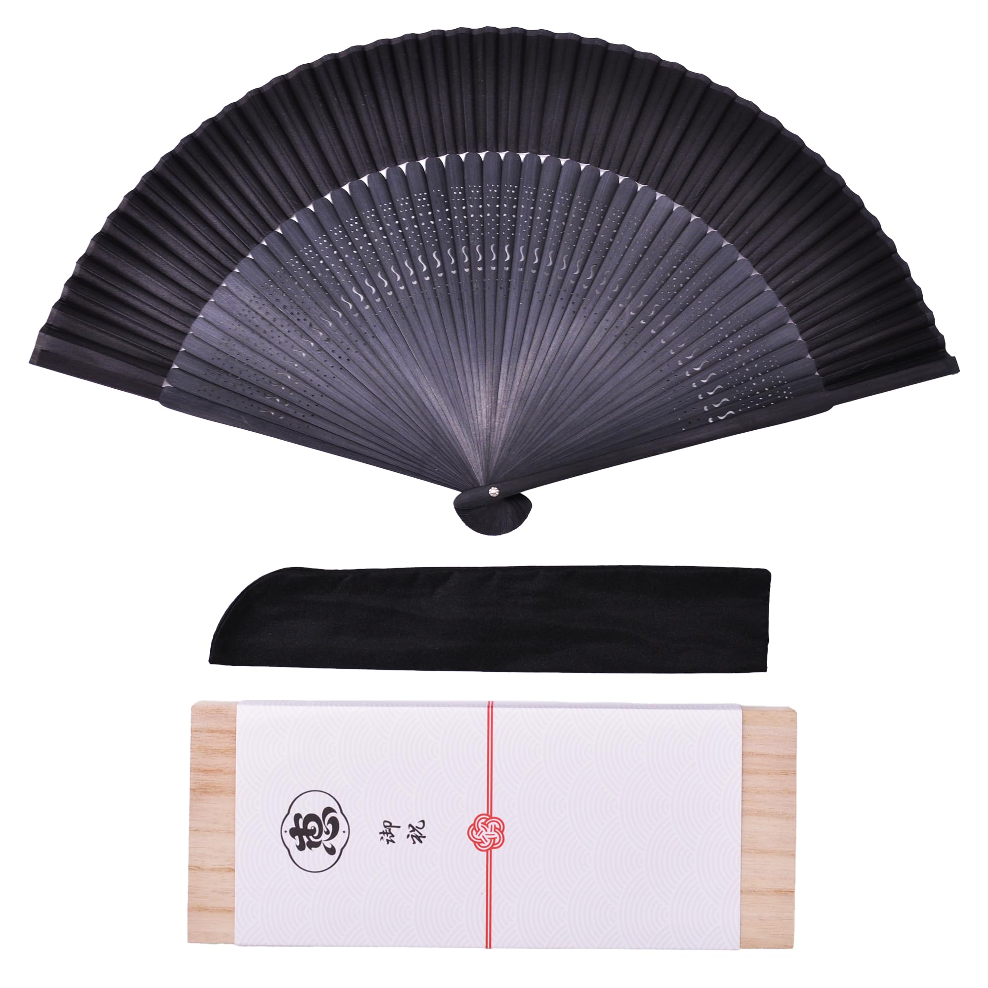 

Простой складной веер с подарочной черной коробкой [Кейчидо], 06,