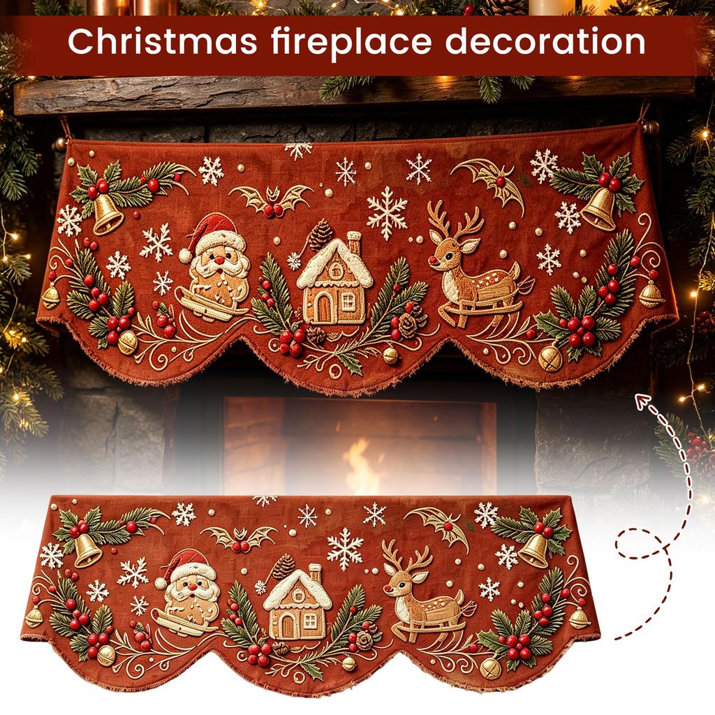 Christmas Fireplace Decorative Cloth for Holiday Party and Mantel Decoration