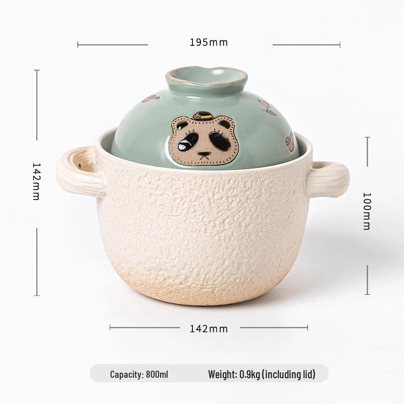Japanese Cute Ceramic Casserole Pot - High Temperature Resistant, Non-Cracking, Ideal for Soup and Stew, Suitable for Gas Stoves
