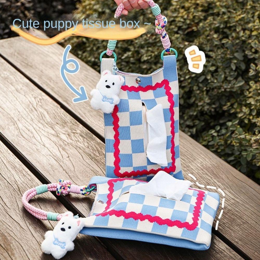 Space Saving Tissue Case Holder Cute Dog Car  Hanging Napkin Holder  Car Interior Decoration