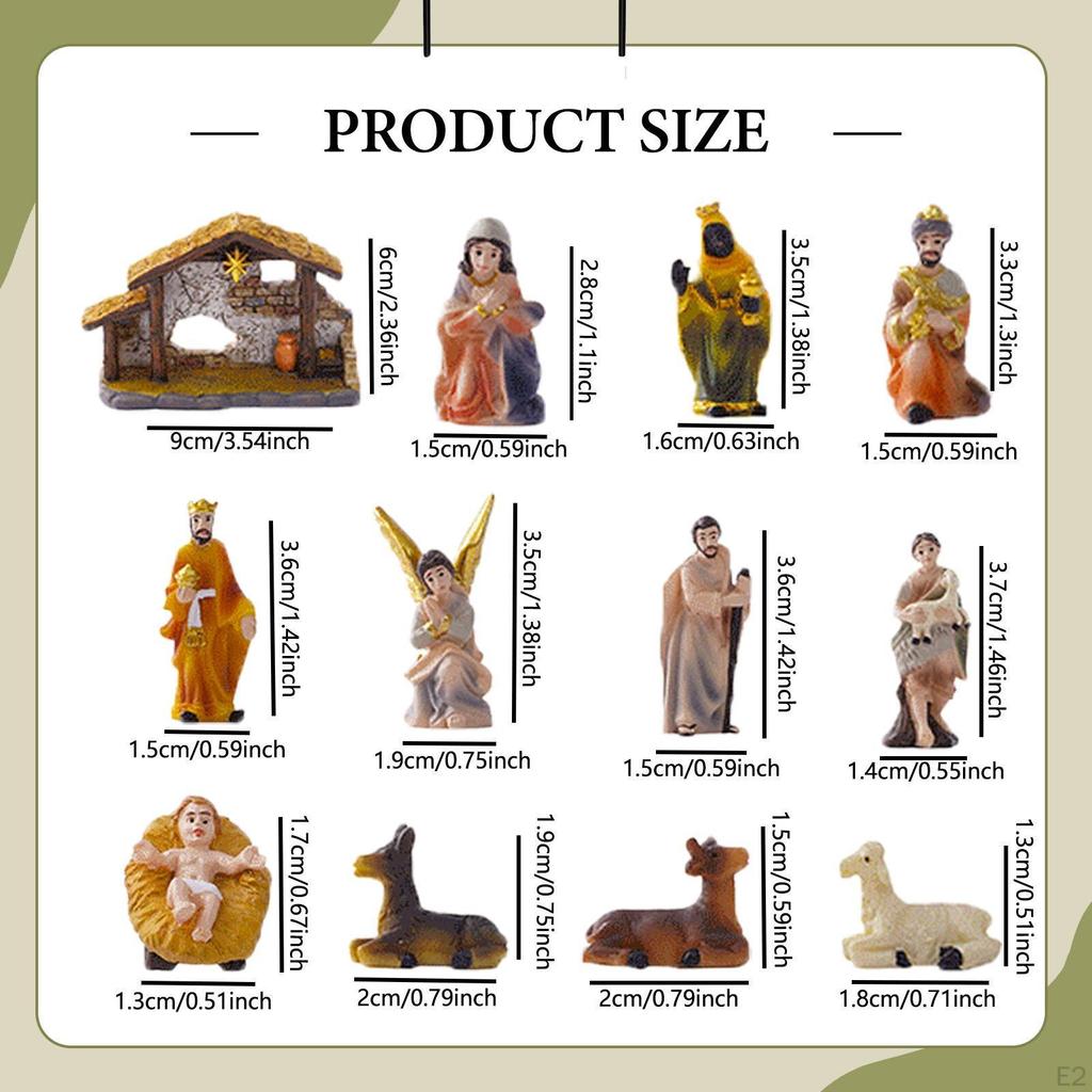 Christmas Nativity Scene Set Xmas Statue Hand Painted Handmade Housewarming Gift Resin Figurine