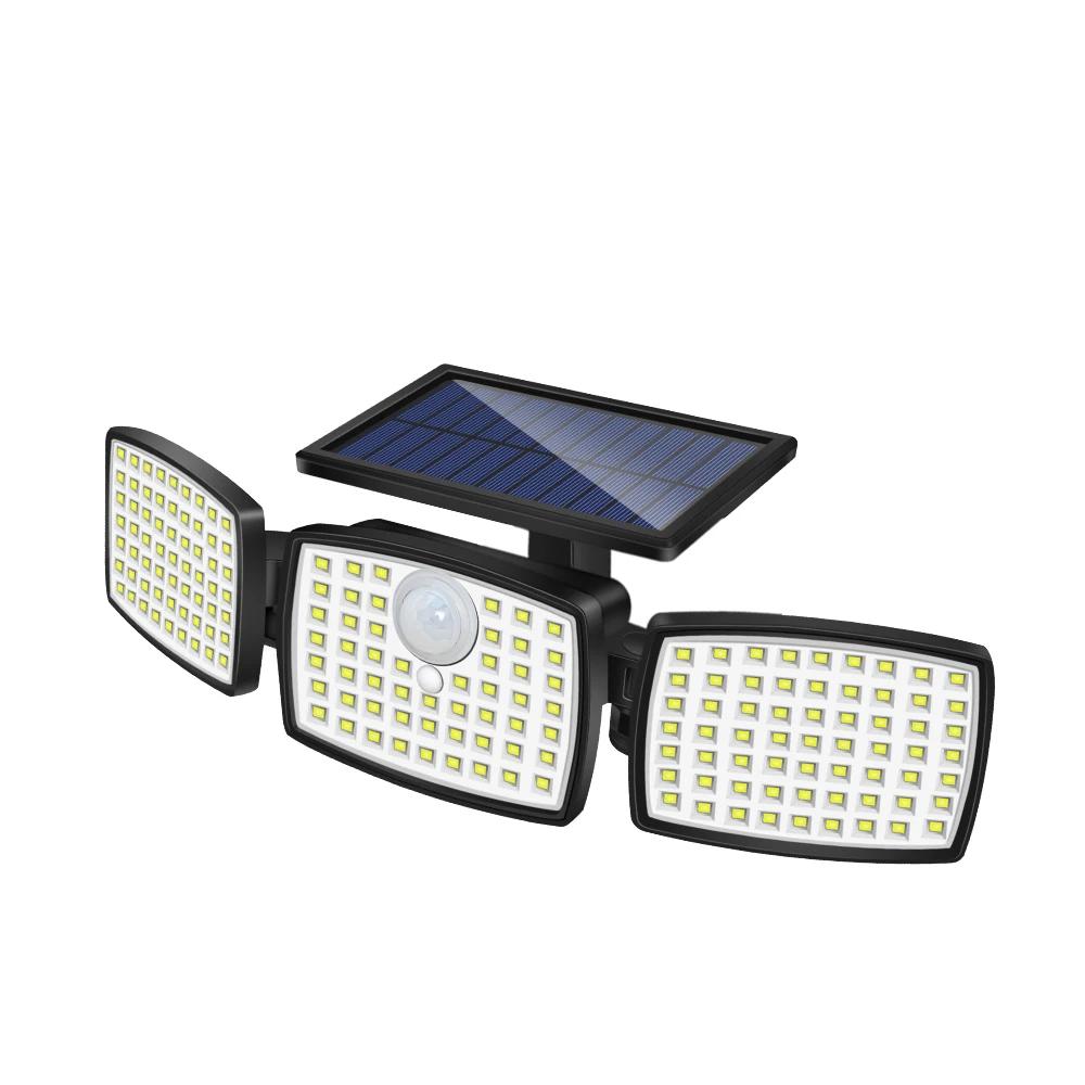 

179LED Outdoor Solar Wall Lamp with PIR Motion Sensor, 3 Lighting Modes, Adjuatable 3-Head Spotlight, IP65 Waterproof Yard Lamp