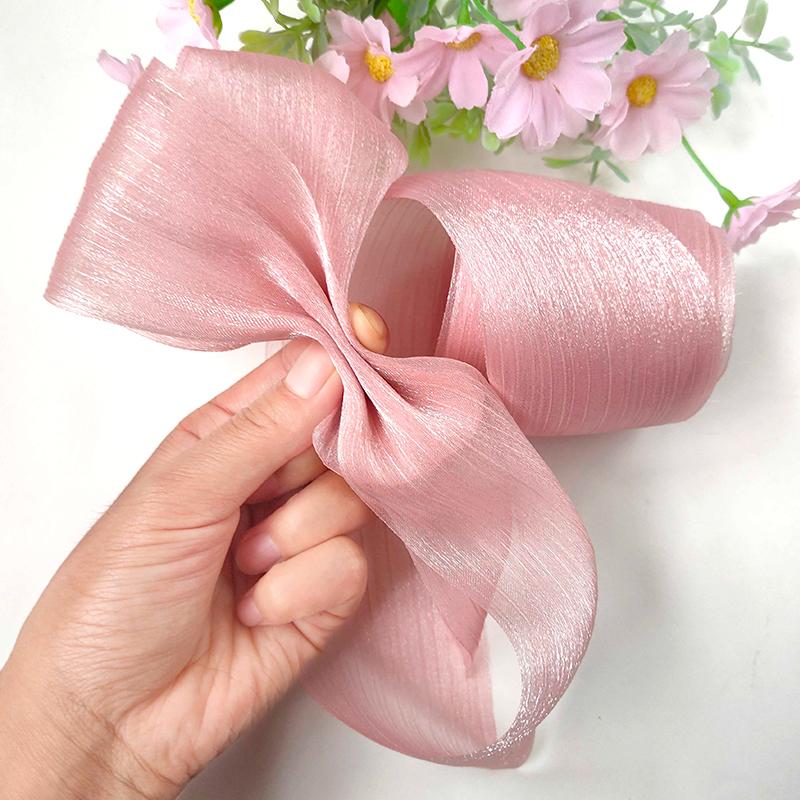 5m/Roll 6cm Wide DIY Crafts Sparkling Yarn Garment Accessories Chiffon Ribbon Roll Elegant Pleated Gifts Wrapping Supplies