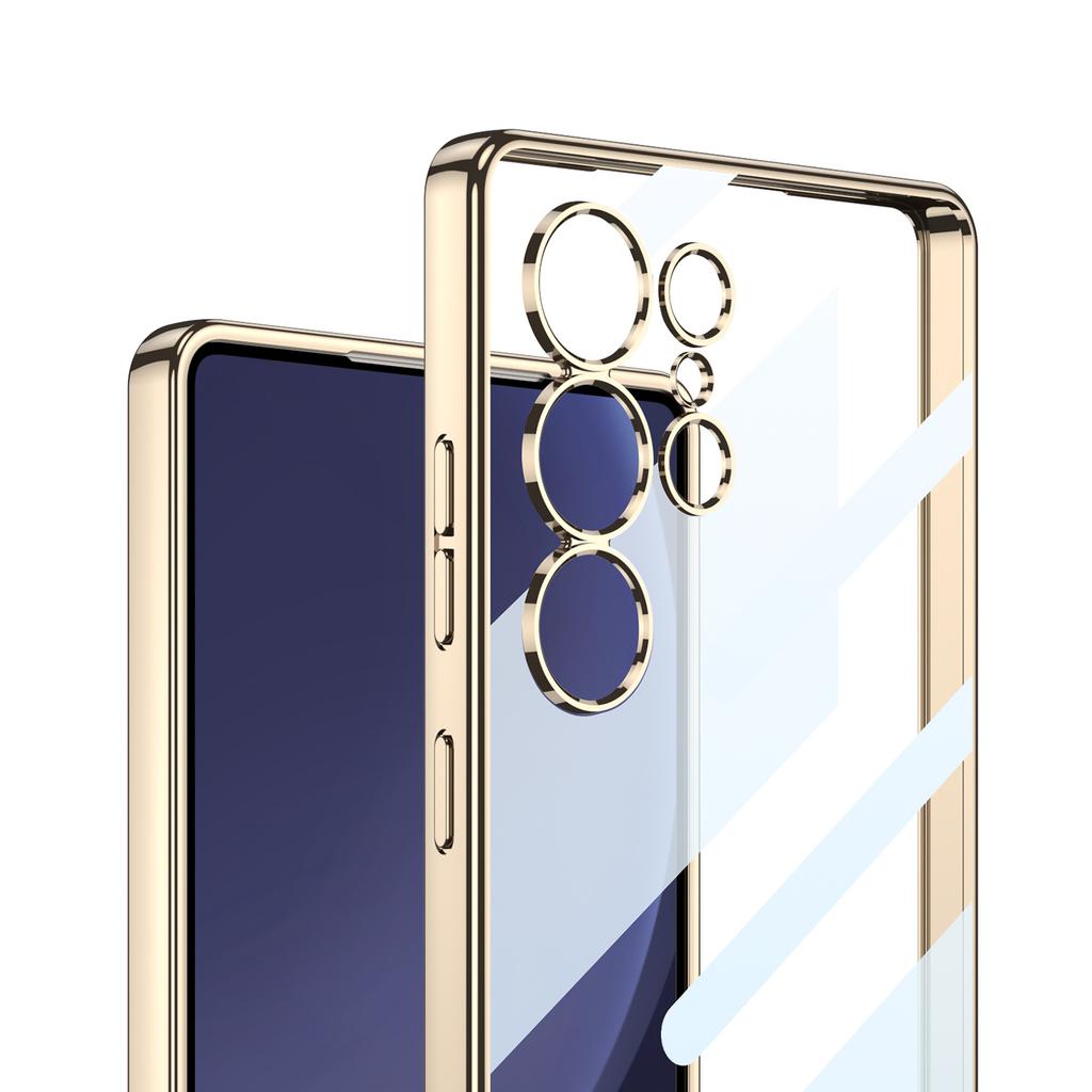 Suitable for Samsung S25ultra Transparent Shell S25u Solid Color Electroplated Mobile Phone Case S25U Protective Case TPU Soft Shell
