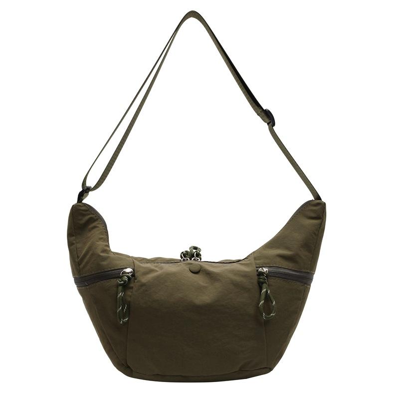 Casual solid color dumpling bag women's new versatile croissant simple texture nylon shoulder messenger bag