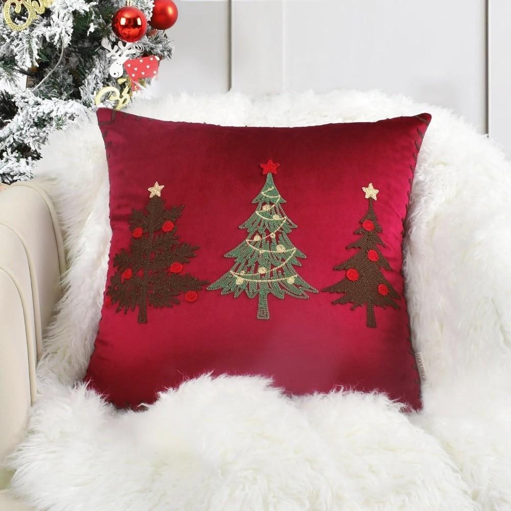 18 x 18 in Christmas Pillow Cover Short Comfortable Throw Pillow Cover Embroidered Soft Cushion Slipcover Festive Atmosphere 45-45cm красный 2370₽