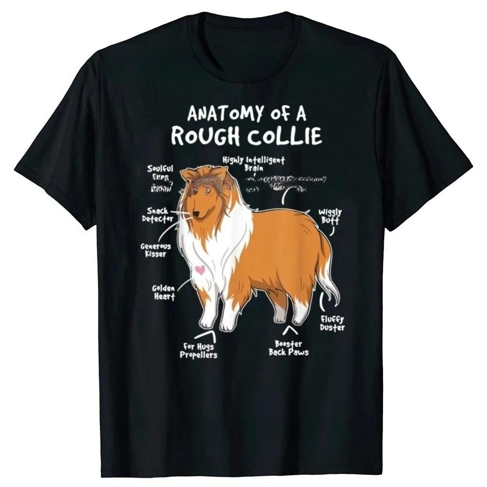 Rough Collie Heartbeat Heart Funny Dog Print T Shirt Men Women Humor Short Sleeve Streetwear Tee Shirt Clothing Summer Top