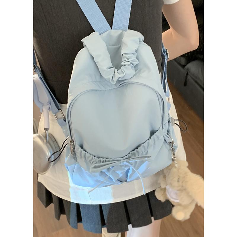 

Leisure college style women s shoulder bag 2025 new fashion niche student schoolbag travel small backpack синий