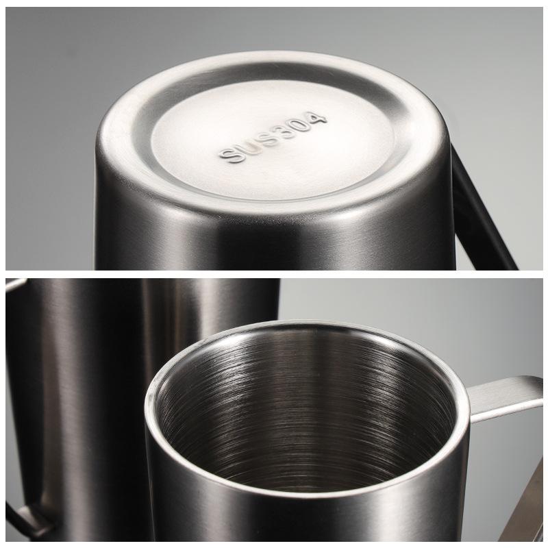 304 stainless steel thermal insulation double-layer beer cup multi-specification sanding slope conical water cup with handle gift
