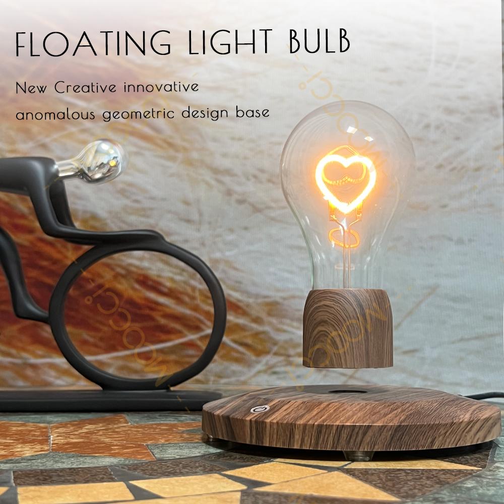 Romantic Heart Design Warm LED Night Light Table Lamp Magnetic Levitation Floating Light Bulb for Home Office Bar Counter Decor