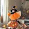 Halloween Hanging Witch Decor Mini Plush Flying Witch Doll with Broom for Haunted House Lawn Garden Patio Halloween Party Decor