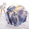 1 PC Automatic Folding Umbrella - Winter Snowy Owls Pattern, Portable & Foldable Design with 8 Ribs, Christmas Birthday Gifts