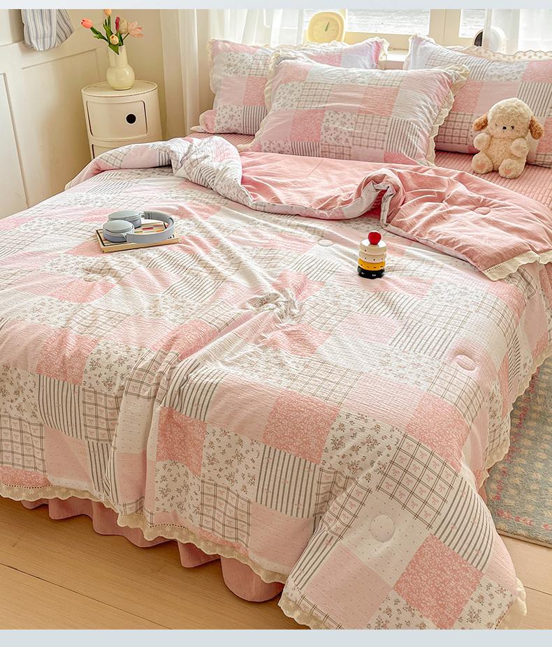 2026 New Cloud Feeling Puff Cotton Small Fresh Lace Bed Cover Bed Sheet Style Summer Quilt - Summer