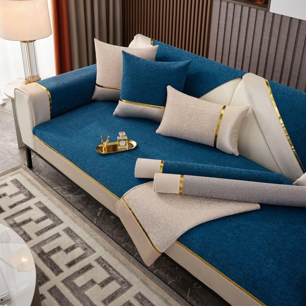 

Подушка для сиденья из ткани, современный простой нескользящий чехол для дивана, универсальный чехол для дивана Four Seasons New Gold Edge 70X70