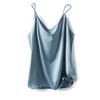 Women's V-Neck Sleeveless Camisole Top Satin Acetate Blend Inner Outer Wear Elegant Style with Suit for Summer Fashion