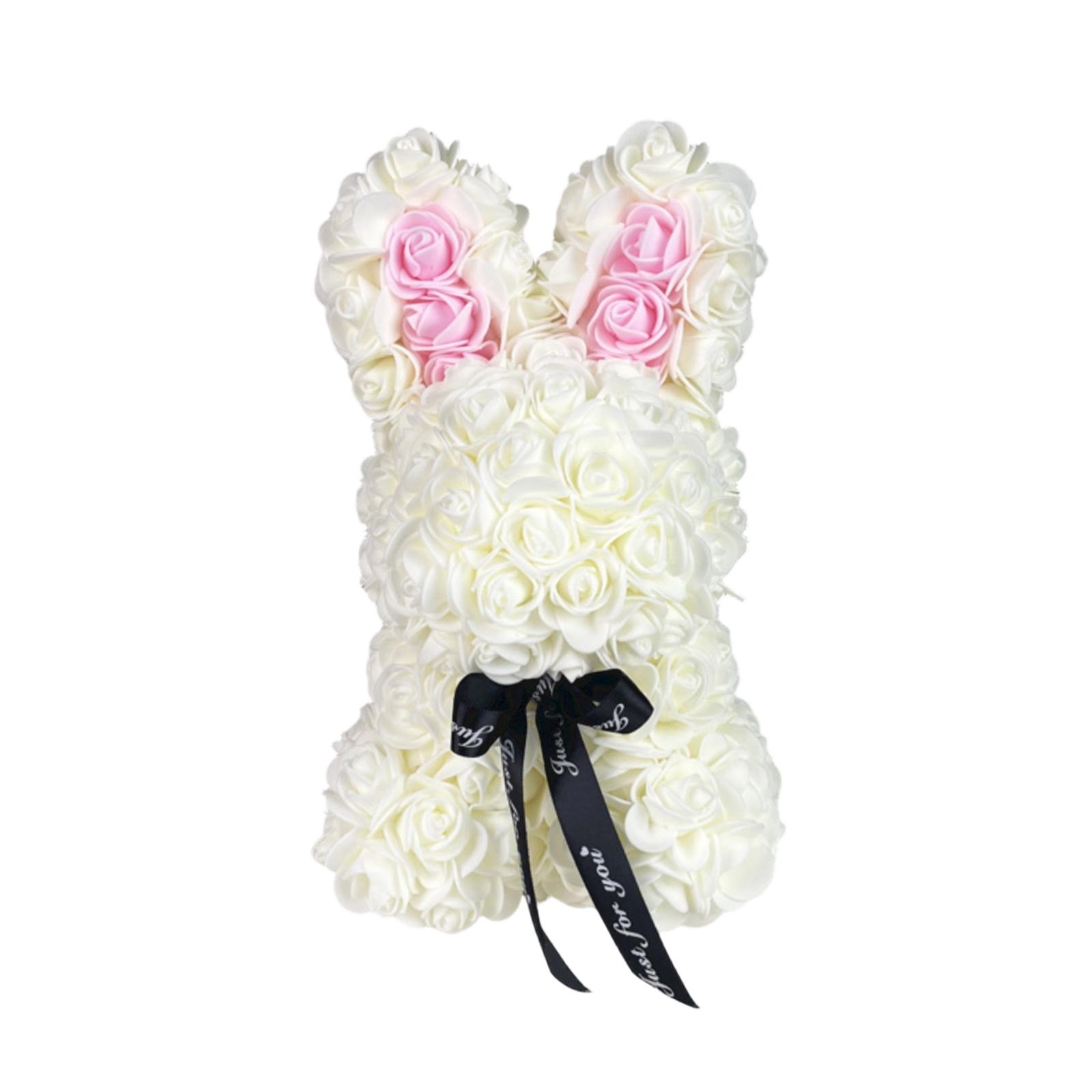 Preserved Rose Bunny, Preserved Flower Bunny Paired With Pe Foam Flowers. One Size