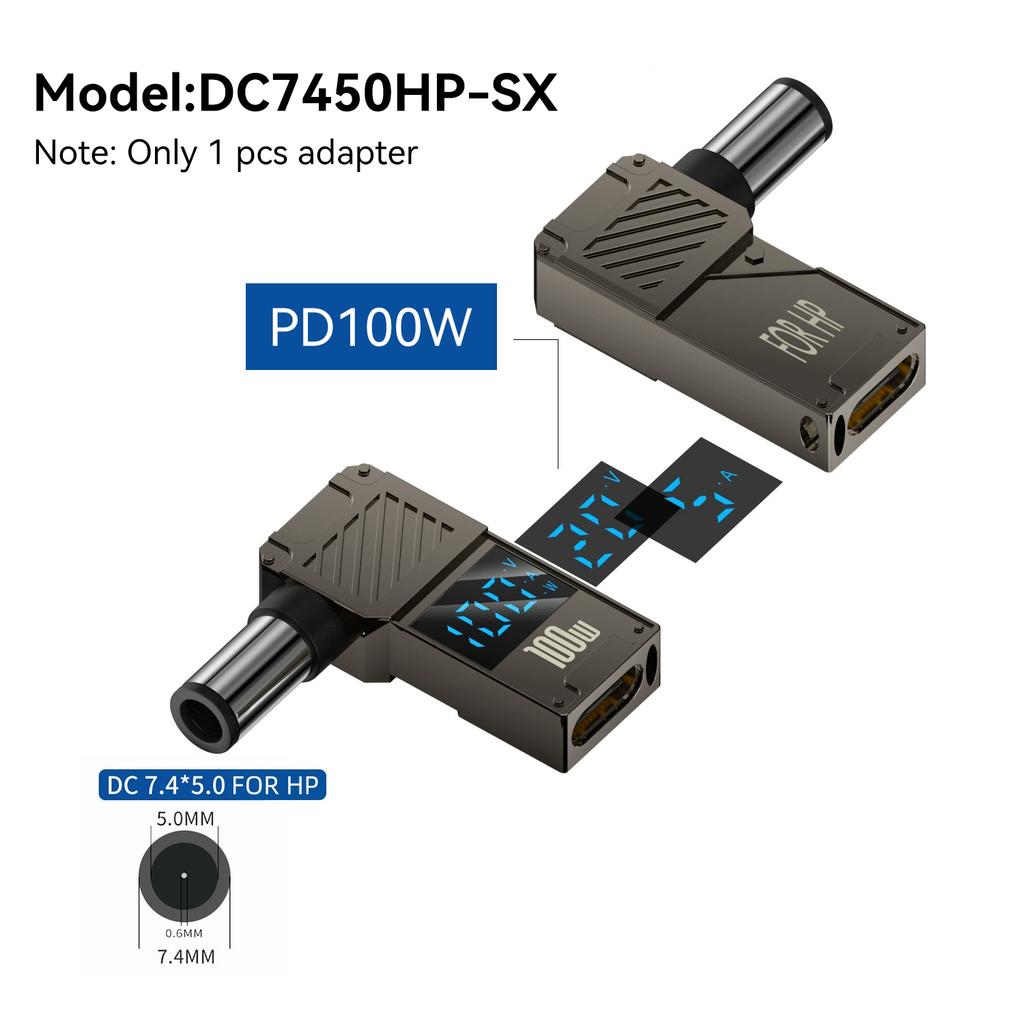 PD100W Type-C to DC Plug Converter USB C to DC Laptop Charging Adapter Power Charger Connector Tip for Lenovo Thinkplus HP DELL 5