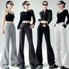 Elegant Women Casual Wide Leg Flare Pants New Fashion High Waist Loose Solid Straight Trousers Women Solid Drawstring Simple Office Ladies Pants 2344