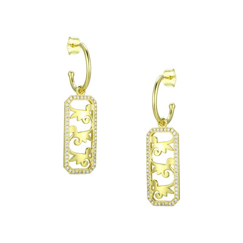 Original traditional pattern honeysuckle earrings for girls high-end sense 925 + fashion new Chinese earrings earrings 925 silver