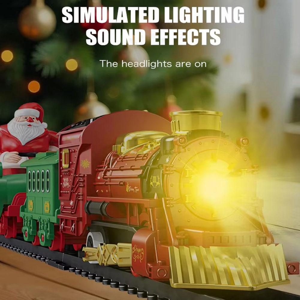 Electric Christmas Train Toys Railway Cars Racing Tracks With Music Christmas Train Model Toys Electric Engine Railway Track