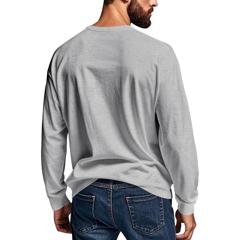 Men's Henley Long Sleeve Pocket T-Shirt.