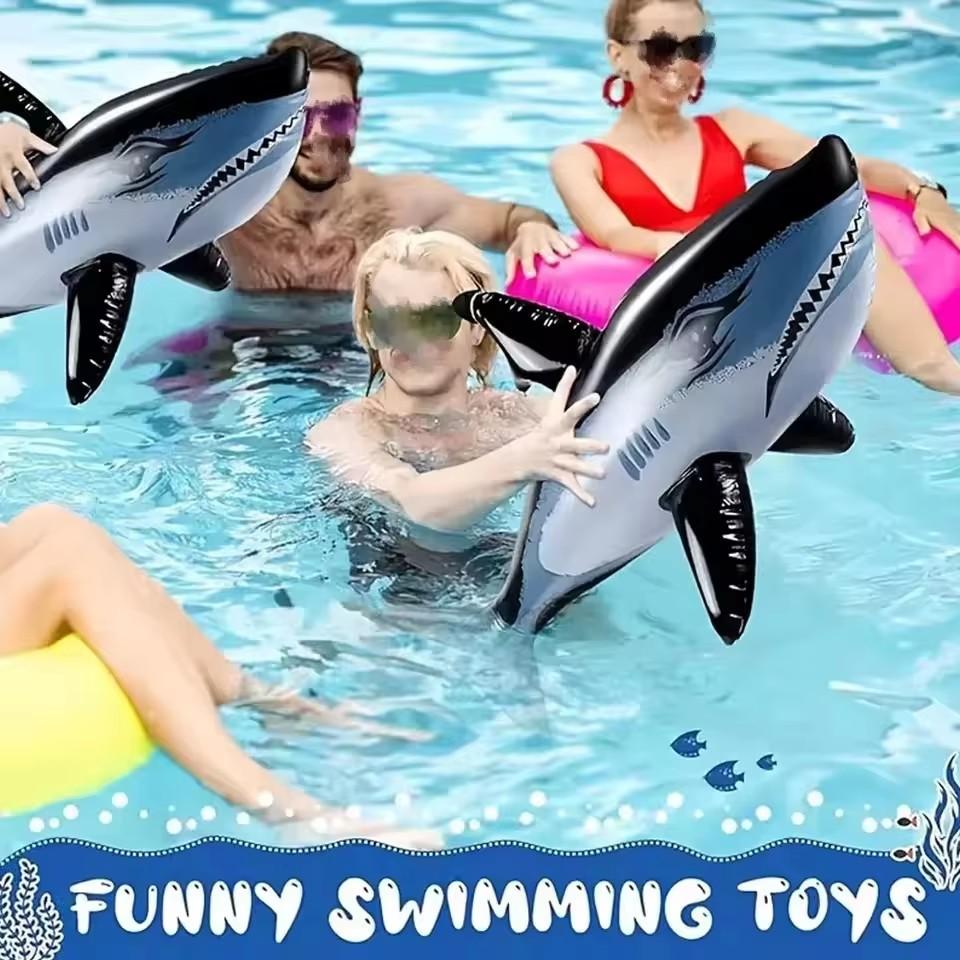 1PCS Inflatable Shark Float Toy Kids Adults Inflatable Water Swimming Pool Simulation Whale Fish Animals Toys Pool Gift  Fun Toy