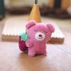 Adorable Pink Strawberry Bear Plush Keychain Soft Short Plush Stuffed Toy