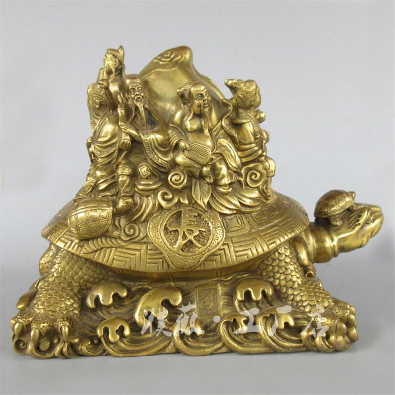 Brass Copper Head Eight Immortals Dragon Turtle Home Store Craft Decoration Ornament