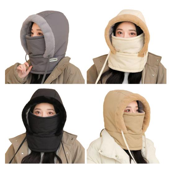 Winter Balaclavas Hat for Men Women Thick Warm Hooded Scarf Hat Fleece Drawstring Hoodie Face Cushion Ski Snow Skull Cap for Cold Weather