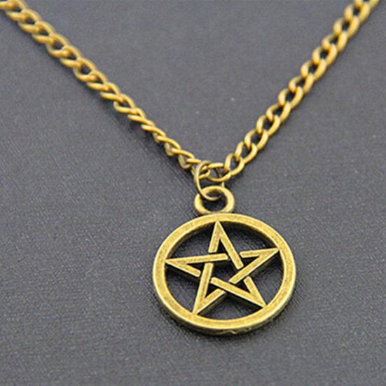 Women Men Round Hollow Star Pentagram Pendant Necklace Xmas Gift Cool