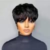 Short Bob Wig ForWomen Pixie Cut Wigs Glueless Wig None Lace Front Wig With Bangs Natural Black Straight Synthetic Wig