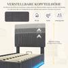Modern Upholstered Beds with LED Lighting, USB-C Charging, Height-Adjustable Headboard, Corduroy, Slatted Frame, Under-Bed Storage.90*200 Gray