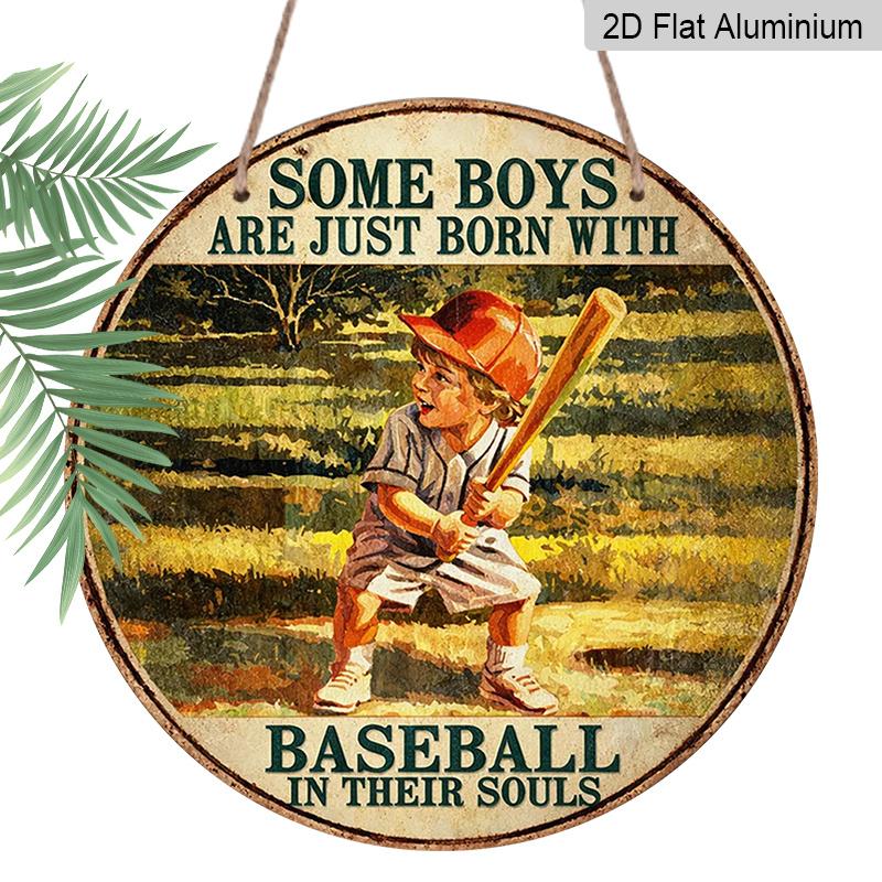 

2D Flat, 1pc Round Aluminum Baseball Sign, Baseball Boy Vintage Decor Plaque, Baseball Sports Decor Sign, Perfect for Decorating Garages, Game 7.87x7.87inch