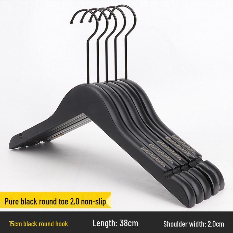 Women's Clothing & Children's Store Non-slip Solid Wood Hangers - Pure Black Trouser & Clothes Hangers