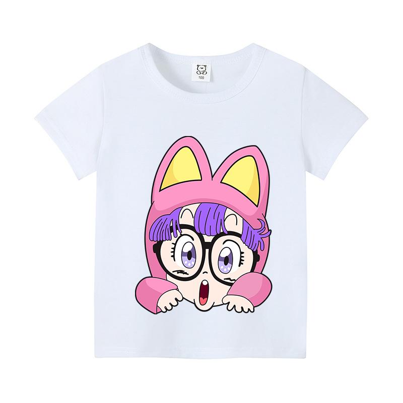 Slump Arale T-shirt Cute Girls Classic Anime Harajuku Cotton Kids Tees Streetwear Toddler Casual Short Sleeve Child Clothes Tops