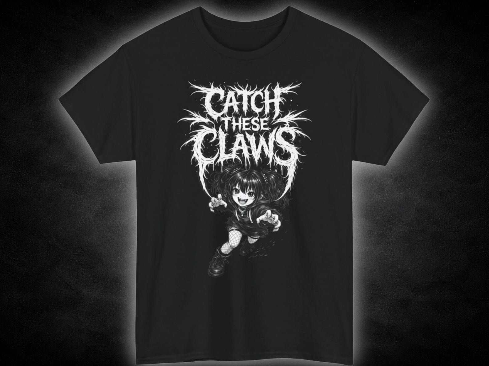 Alterternative Chibi Goth Concert Tee | Catch These Claws T-Shirt L