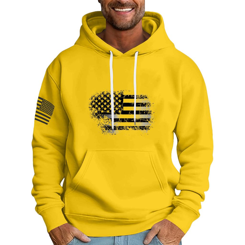 Men's Loose Flag Printed Hooded Sweatshirt Men's Casual Fashion Sports Sweatshirt