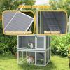 2-Story Wooden Rabbit Hutch with Weatherproof Roof, Ramp, Grey, 98x95x102.5 Cm