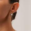 Xia Ling Valentine's Day 18K Gold-Plated Heart Pendant Bow Stud Earrings - European & American Style, High-End Titanium Steel