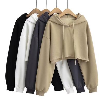 YPFF Women's Trendy Retro Hooded Crop Top Sweatshirt for Jazz Dance